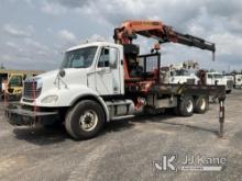 Palfinger PK36002, Knuckleboom Crane mounted behind cab on 2009 Freightliner Columbia 112 Flatbed Tr