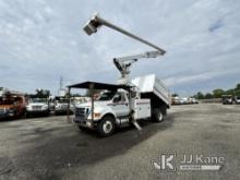 Altec LR760-E70, Over-Center Elevator Bucket Truck mounted behind cab on 2015 Ford F750 Chipper Dump