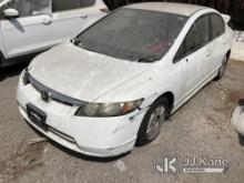 2007 Honda Civic Hybrid 4-Door Hybrid Sedan Not Running, Interior Stripped Of Parts, Engine Bay Stri