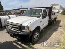 2002 Ford F550 Flatbed Truck Runs & Moves) (Seller States: Overall: Good Engine: good Transmission: 