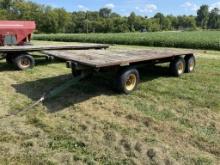 FLATBED WAGON, 20' LONG, WITH JOHN DEERE TANDEM GEAR