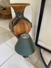 wicker vase and lamp