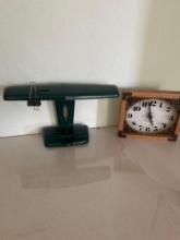 desk lamp and clock