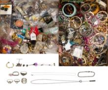 Gold, Silver and Costume Jewelry and Fashion Wristwatch Assortment