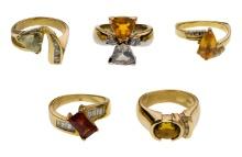 14k Yellow Gold and Gemstone Ring Assortment