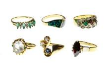 14k Yellow Gold and Gemstone Ring Assortment