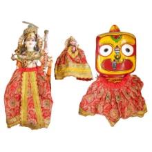 Durga Temple Painted Marble Sculpture Assortment