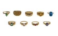 14k Yellow Gold and Gemstone Ring Assortment