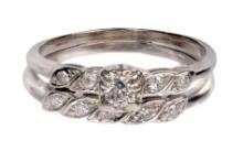 14k White Gold and Diamond Wedding Ring Set