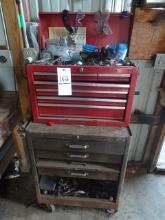 TOOLBOX LOADED W/ HANDTOOLS & GOODIES