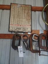 10 C-CLAMPS W/ DRILL INDEX SIGN