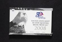 2008 U.S. Mint Fifty State Quarters Silver Proof Set