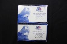 2 - U.S. Mint Fifty State Quarter Proof Sets including 2006 and 2008; 2xBID