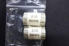 1 Lot of 2 Rolls of Kennedy Half Dollars including 1980-D and 1991-D; $20 Face Value