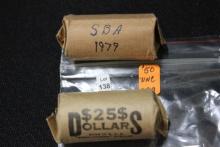 Pair of Rolls of Susan B. Anthony Dollars; Unc.; $50 Face Value