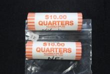 Pair of State Quarter Rolls including Nebraska and Nevada; Unc; $20 Face Value