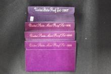 4 - U.S. Mint Proof Sets including 1987, 1988, 1990, and 1991; 4xBid