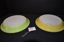 Pair of Pyrex Pie Plates in Lime Green and Yellow Desert Dawn