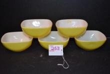 Group of 5 Pyrex Yellow No. 410 Cereal Bowls