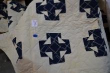 Vintage Hand and Machine Cross Pattern Full-Size Quilt