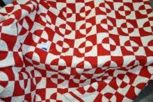 Vintage Hand Stitched Geometric Pattern Full-Size Quilt