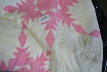 Vintage Full-Sized Handsewn Pink Snowflake Quilt