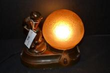 Vintage Are Deco Nude Table Light w/Cast Iron Base; 8"x6-1/2"