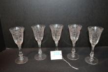 Set of 6 Fostoria Stemmed Wine Glasses