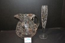 Fostoria "Rose" Water Pitcher and 10" Bud Vase