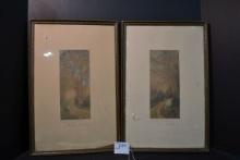 Pair of Vintage Watercolor Pictures by Wallace Nutting; 18"x11"