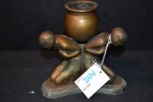 Nude Figure Metal Candle Holder; 6"x6"