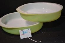 Pair of Lime Green Pyrex Round Baking Dishes