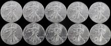 10 SILVER AMERICAN EAGLE BU COIN LOT