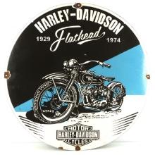 VINTAGE HARLEY DAVIDSON FLATHEAD ENAMEL SIGN