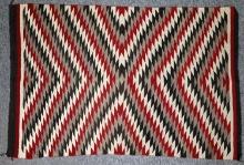 RED BLACK HANDWOVEN NAVAJO EYE DAZZLER RUG