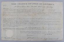 JOHN QUINCY ADAMS SIGNED LAND GRANT