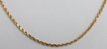 14K YELLOW GOLD ROPE CHAIN NECKLACE 20 INCH