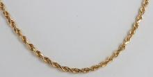 14K YELLOW GOLD ROPE CHAIN NECKLACE 18 INCH