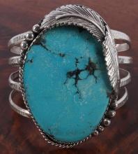 NAVAJO JONAH BEGAY CARLIN TURQUOISE STERLING CUFF