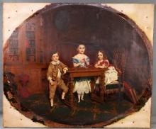 19TH C PORTRAIT OF CHILDREN WITH TOYS APALACHICOLA