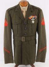 USMC MARINE TUNIC HIGHLY DECORATED PFC