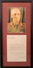 WWII GERMAN THIRD REICH ERWIN ROMMEL SIGNED LETTER