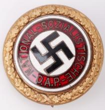 GERMAN WWII NSDAP GOLDEN PARTY BADGE MARKED