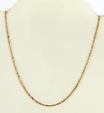 14K YELLOW GOLD TWISTED HERRINGBONE CHAIN NECKLACE