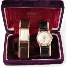 VTG BENRUS 10K ROLLED GOLD PLATE WATCH LOT OF 2