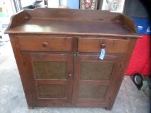 ANTIQUE PIE CUPBOARD W/ TIN DOORS 49 X 21 X 48