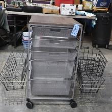 WIRE STORAGE STAND W/ DRAWERS  AND RACKS