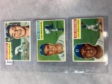 (3) 1956 Topps Dodgers cards - Podres, Erskine & Newcombe