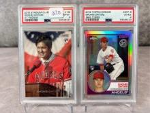 Shohei Ohtani (2) Rookie Cards 2018 Stadium & Topps Chrome PSA