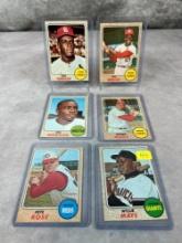 1968 Topps baseball: Mays, Rose, Maris, Morgan, Brock, Gibson